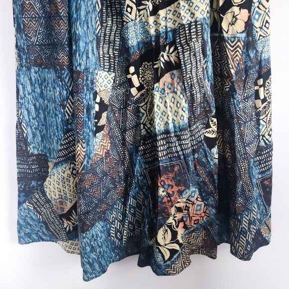 Chicos Maxi Skirt Size 16 XL Knit Long Flowy A-line Blue Beige Patchwork Boho - Picture 9 of 13
